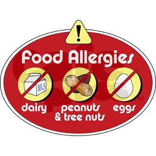 Red Warning Dairy Nuts Eggs Round Sticker by FoodAllergyShirtShop