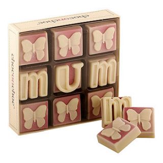 mum chocolate with butterflies by chocolate on chocolate