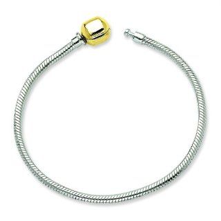 Sterling Silver Snake Chain Bracelet 7" with Vermeil 14kt Gold Bead Clasp. Will Fit Pandora, Troll, Biagi, Chamilia Beads and Charms. Either Bruna Ferrari Brand or Simstars Reflections Be Sent. Beautiful and Trendy Great Gifts   Loveseat Slipcovers