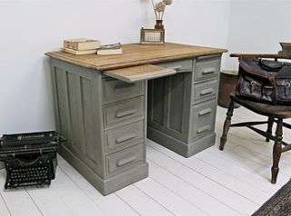 antique victorian painted oak office desk by distressed but not forsaken