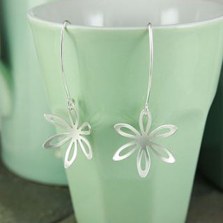 silver outline flower earrings by gabriella casemore jewellery