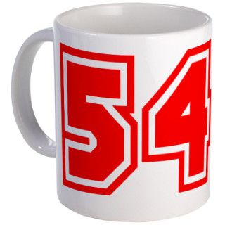 Varsity Uniform Number 54 (Red) Mug by bluegreenred