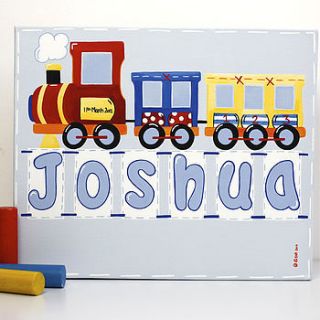 choo choo train picture canvas personalised by lizajdesign