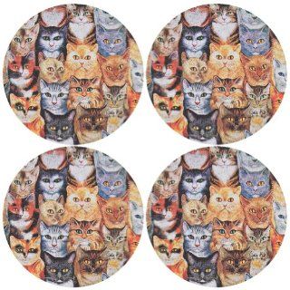 Cats Cats Cats Coaster (Set of 4) Coasters With Bears Kitchen & Dining