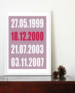 personalised poster or canvas with your dates by i love design