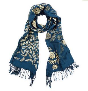 peacock garden hand printed scarf by bonbi forest
