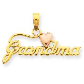 14K Two tone Grandma with Heart Pendant Jewelry