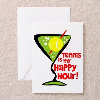 Tennis Happy Hour Greeting Cards (Pk of 10) by pinkpicasso
