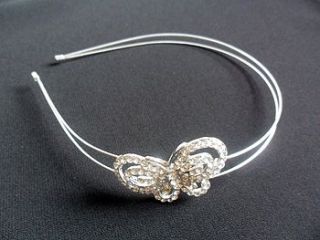 girls butterfly diamante head / alice band by yatris home and gift