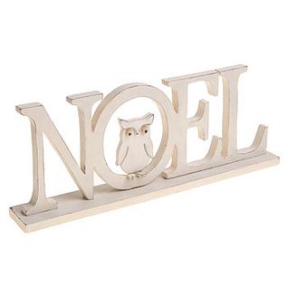 noel wooden sign with owl by drift living