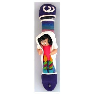 Fimo Mezuzah with Woman Lighting Shabbat Candles and Hebrew Letter Shin   Decorative Hanging Ornaments