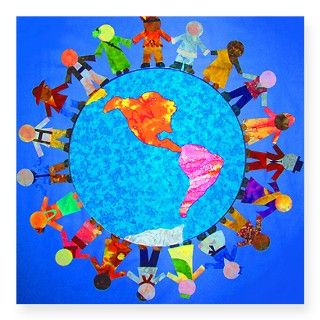 Peaceful Children around the World Square Sticker by Admin_CP13996623
