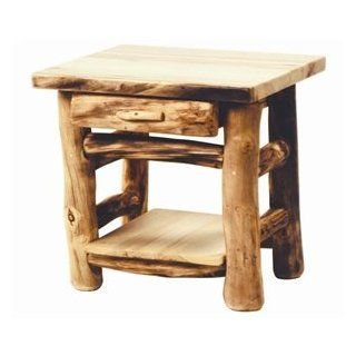 Small 1 Drawer Rustic Log End Table  