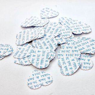 personalised heart table confetti by love those prints