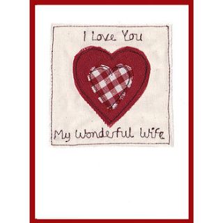 embroidered personalised valentine's card by milly and pip