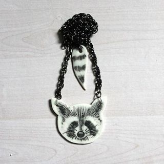 ceramic raccoon necklace with tail by sarah coonan