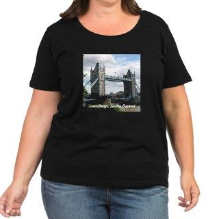 Tower Bridge Womens Plus Size Scoop Neck Dark Tee by PlaytimeAndParty