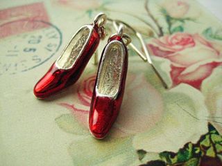 wizard of oz ruby slippers charm earrings by hoolala