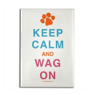 Keep Calm Wag On Rectangle Magnet by artfordogs