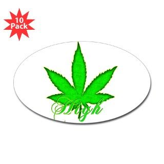 Pot Leaf High Oval Sticker (10 pk) by potleafhigh