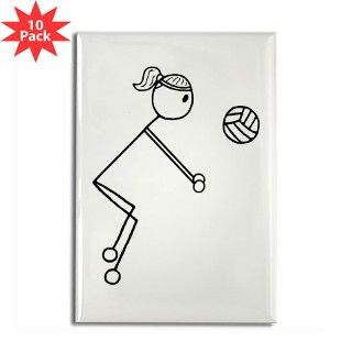 Volleyball Girl Black No Word Rectangle Magnet (10 by stickgirlsports