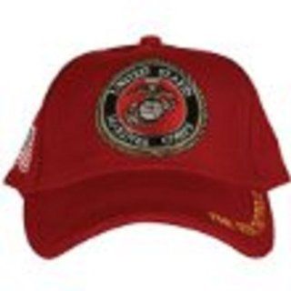 Red US Marines Corps Emblem Embroidered Ball Cap   Adjustable Hat, The Few The Proud  Sports Fan Baseball Caps  Sports & Outdoors
