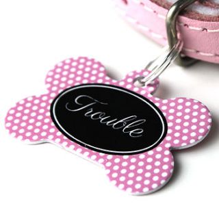 personalised pet name tag   bone polka dot by we love to create