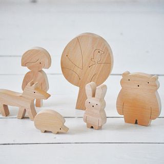 little wooden boy/girl and woodland friends by sarah & bendrix