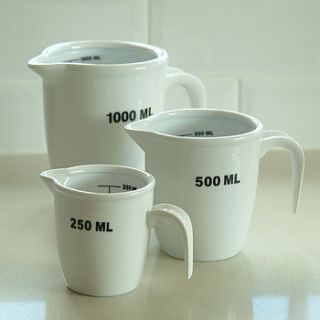 measuring jugs white ceramic small by garden trading