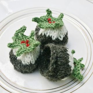 hand knitted christmas puddings by cinnamon kids
