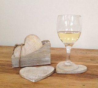 wooden heart coaster set by alphabet interiors