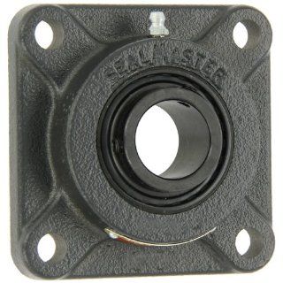 Sealmaster SF 16C Standard Duty Flange Unit, 4 Bolt, Regreasable, Contact Seals, Setscrew Locking Collar, Cast Iron Housing, 1" Bore, 3 3/4" Overall Length, 2 3/4" Bolt Hole Spacing Width, 17/32" Flange Height Flange Block Bearings In