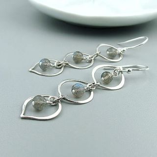 labradorite and silver marquis trio earrings by wished for