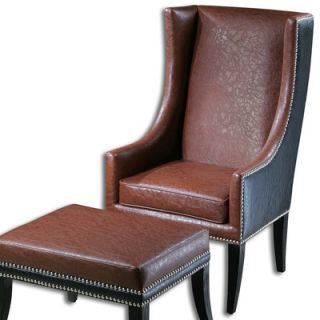 Uttermost Detrick Faux Leather Arm Chair and Ottoman