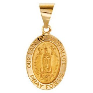 Hollow Oval Our Lady of Guadalupe Medal Pendant 14K Gold Yellow R45331 Pendant Necklaces Jewelry
