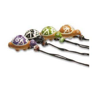 Singing Turtle Clay Whistle on Cord Black Musical Instruments