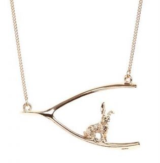 hare and wishbone charm necklace by marigold charms