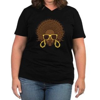 Afro Cool Womens Plus Size V Neck Dark T Shirt by brev87