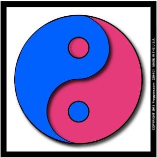 YING YANG   BLUE/PINK WITH WHITE BACKGROUND   STICK ON CAR DECAL SIZE 3 1/2" x 3 1/2"   VINYL DECAL WINDOW STICKER   NOTEBOOK, LAPTOP, WALL, WINDOWS, ETC. COOL BUMPERSTICKER   Automotive Decals