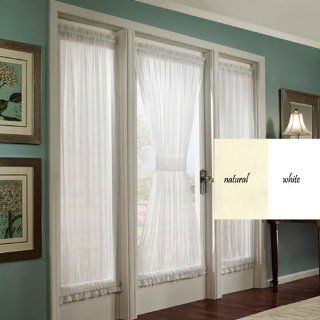 36" White Stacey Privacy French Door Panel With Tieback   Window Treatment Curtains