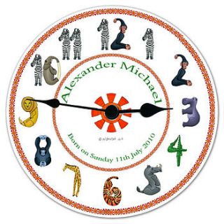 jungle personalised clock by alphabet gifts