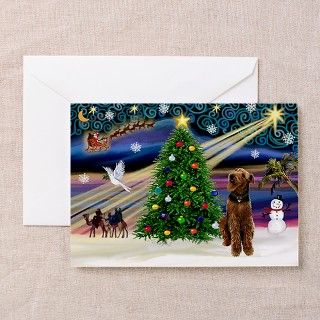 Xmas Magic & Airedale (#1) Greeting Cards (Pk of 1 by dogloverdesigns