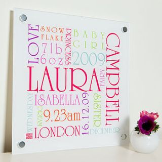 personalised acrylic children's word art by more than words 'typographic art'