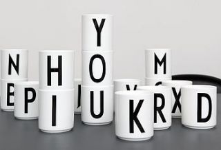 arne jacobsen design letter porcelain cup by bodie and fou