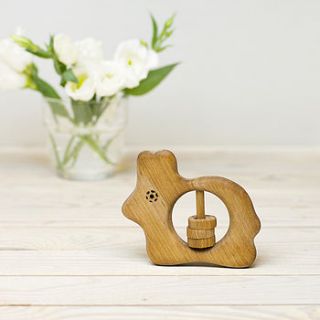 wooden bunny shaped rattle by wooden toy gallery