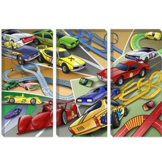 iCanvasArt Cartoon Racing Cars Children Art Canvas Wall Art