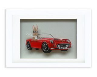 personalised car bunny hand painted artwork by bunny bee