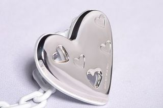 designer sterling silver heart dummy clip baby gift by silver dummy clips