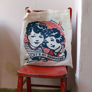 'let's go shopping' cotton bag by madame chalet