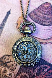 starry vintage pocket watch necklace by sugar + style